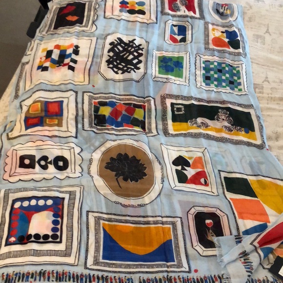 Kate Spade 100% Viscose Multicolored Gallery Wall Oblong Scarf OS NWT - Picture 1 of 16